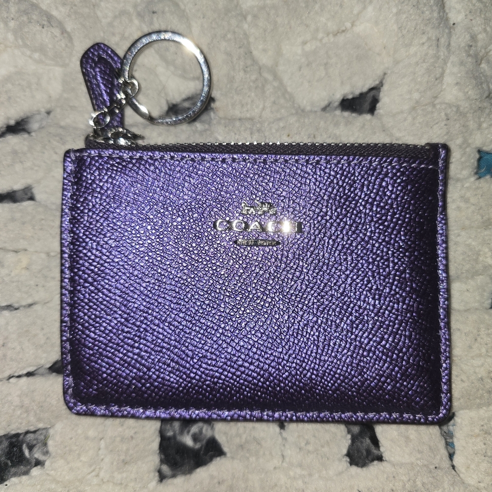 Coach Purple Leather ID/Card Holder